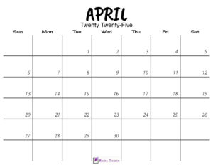 April 2025 Calendar Printable