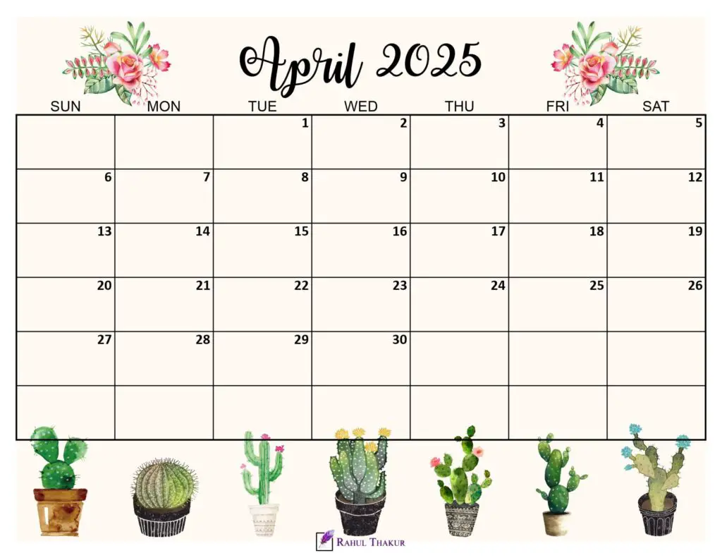 April 2025 Cute Calendar