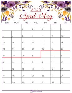 Floral April May 2025 Calendar