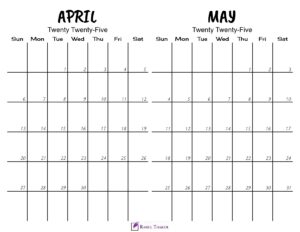 Printable April May 2025 Calendar