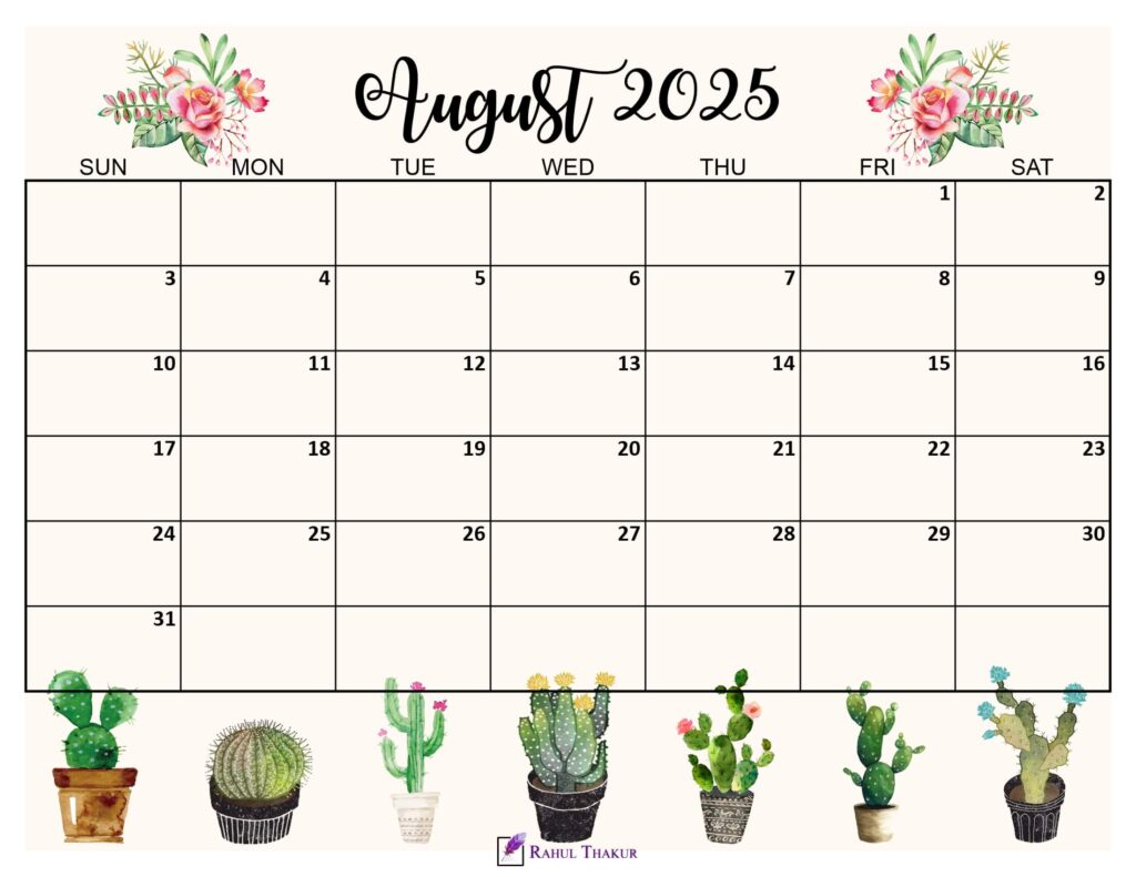 August 2025 Cute Calendar