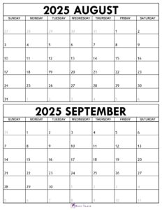 August September 2025 Calendar