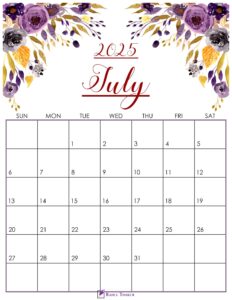 Cute July 2025 Calendar