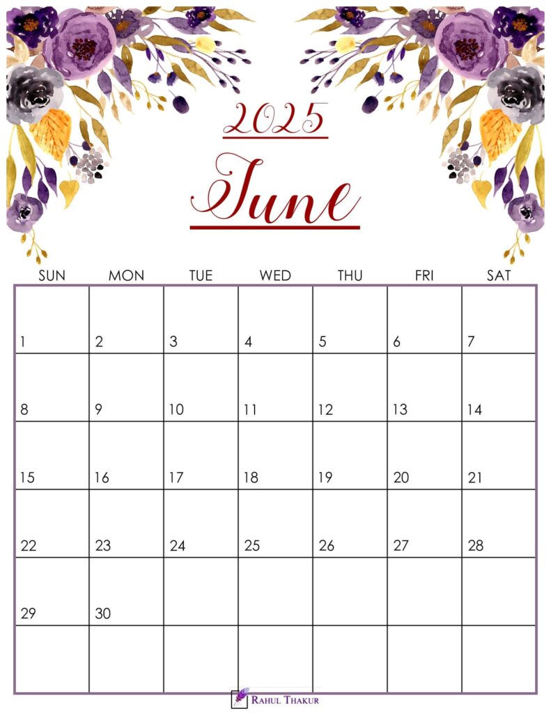 Cute June 2025 Calendar