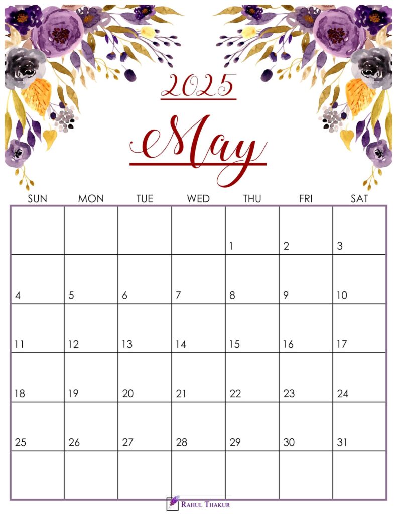 Cute May 2025 Calendar