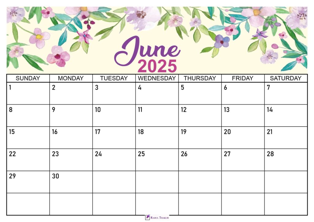 Floral June 2025 Calendar