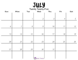 July 2025 Calendar Printable