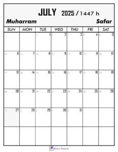 July 2025 Calendar With Hijri Dates