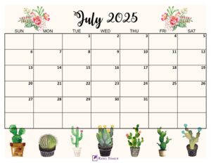 July 2025 Cute Calendar