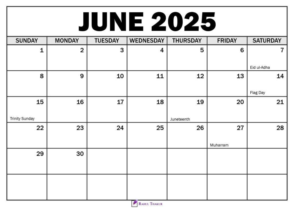 June 2025 Calendar with Holidays