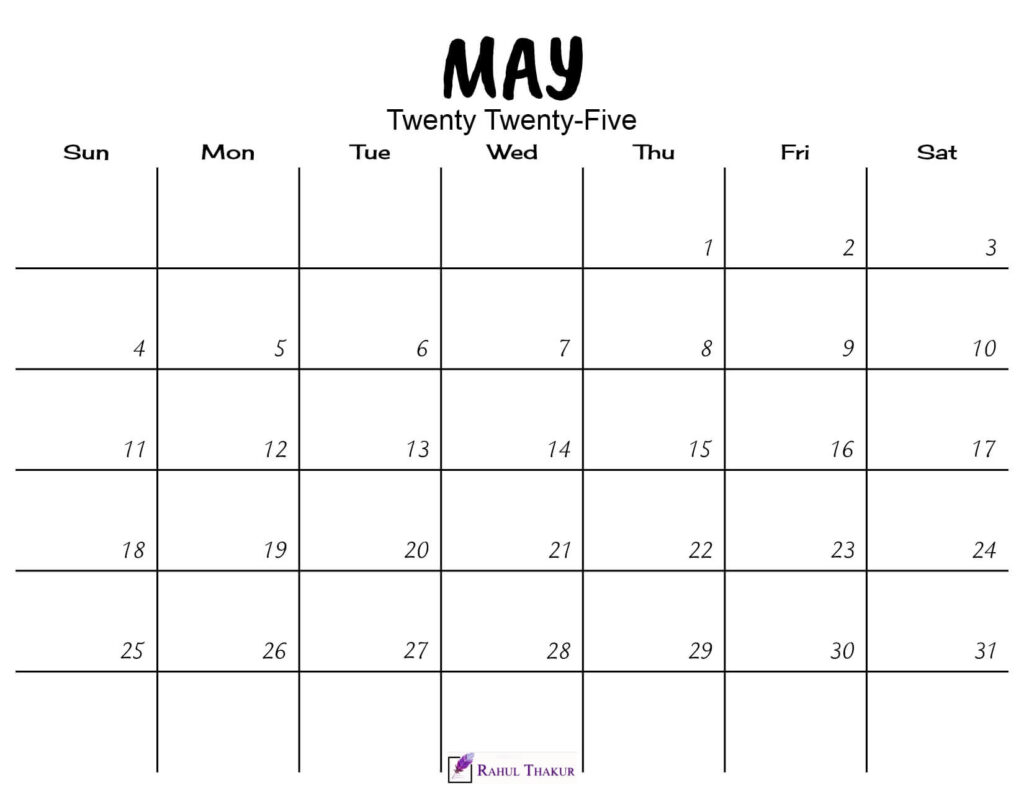 May 2025 Calendar Printable