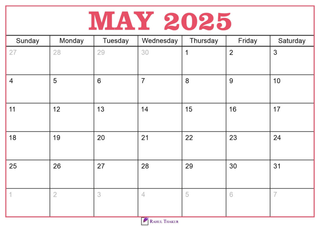 May 2025 Calendar Template