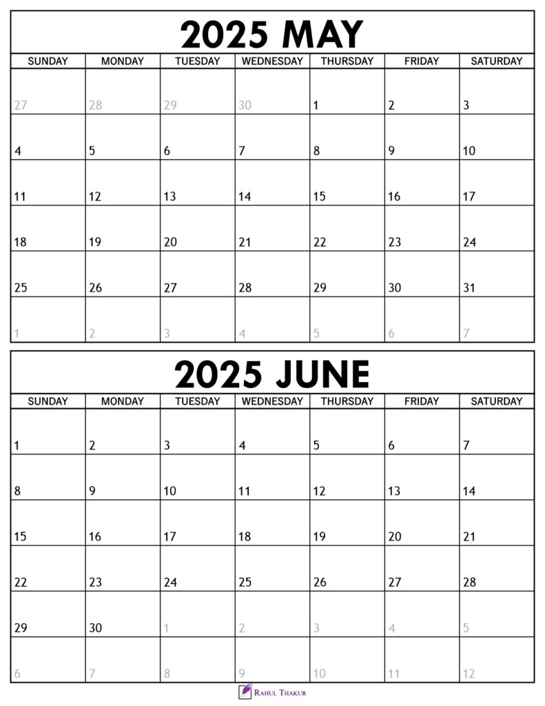 May June 2025 Calendar