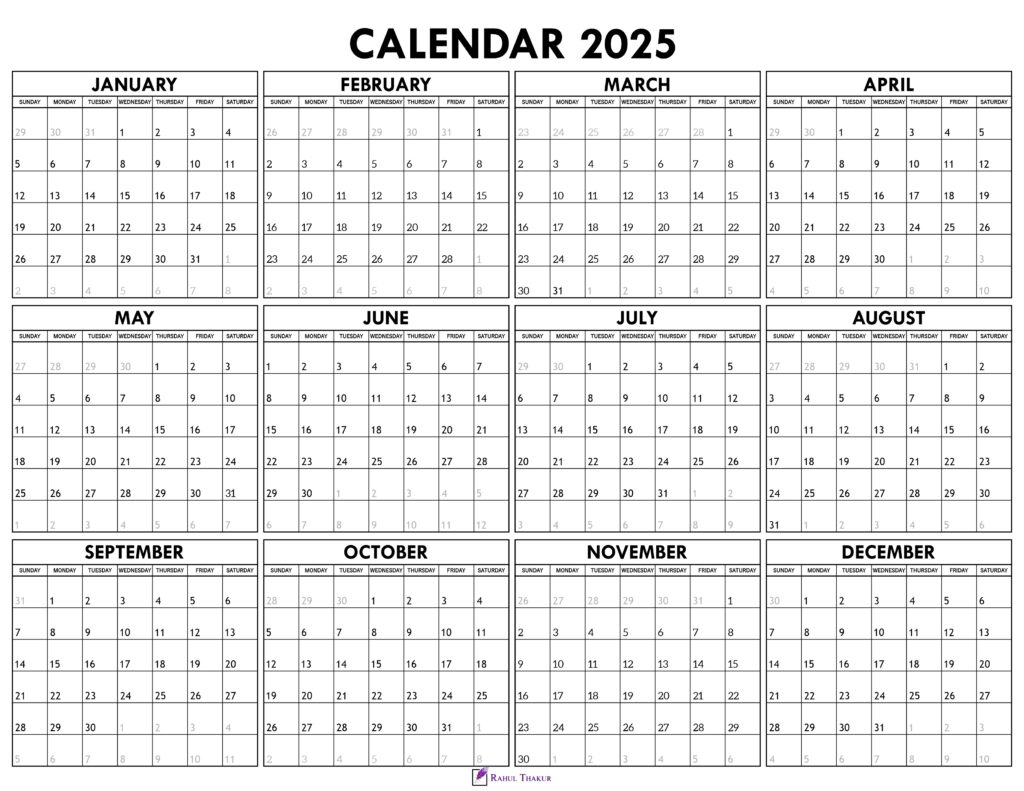 2025 Yearly Calendar
