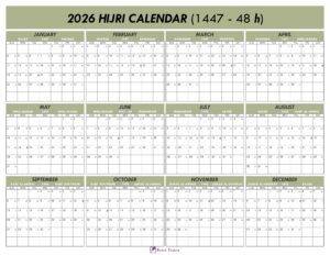 2026 Hijri Calendar Template