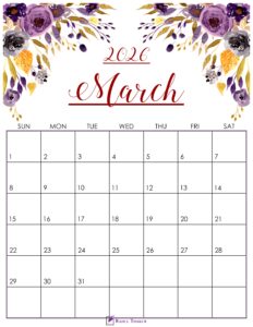 Cute March 2026 Calendar