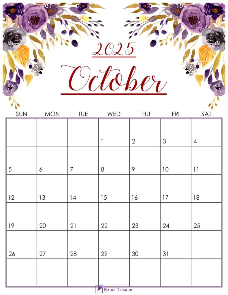 Cute October 2025 Calendar