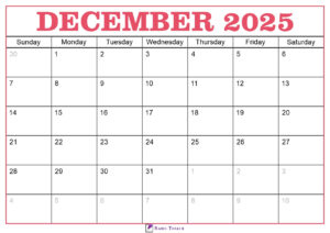 December 2025 Calendar Template