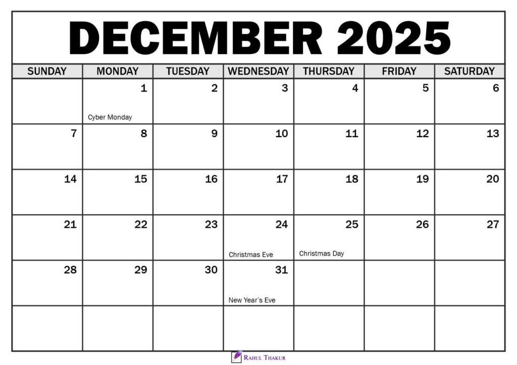 December 2025 Calendar with Holidays