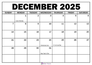 December 2025 Calendar with Holidays