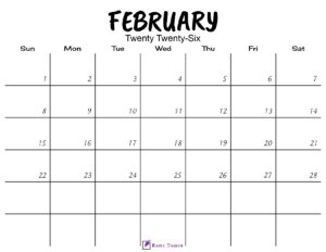 February 2026 Calendar Printable