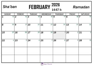 February 2026 Hijri Calendar