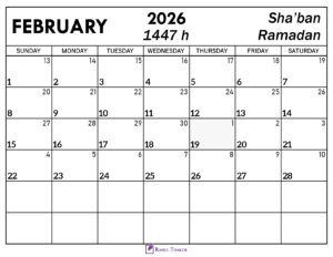 February 2026 Islamic Calendar 1