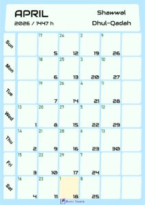 Hijri Calendar for April 2026