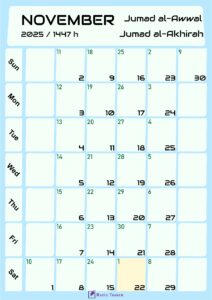 Hijri Calendar for November 2025