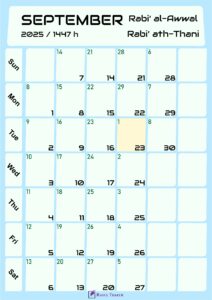 Hijri Calendar for September 2025