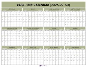 Islamic Calendar 1448 with Gregorian Dates