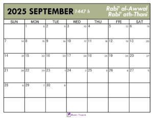 Islamic Calendar for September 2025