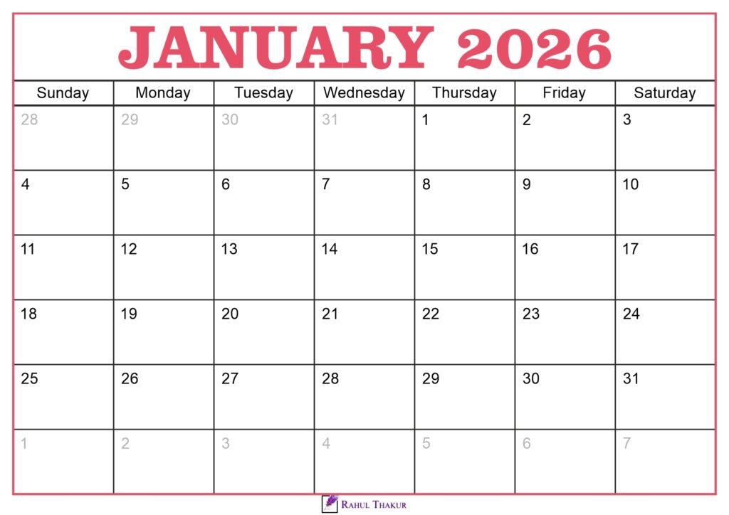 January 2026 Calendar Template