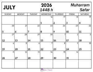 July 2026 Islamic Calendar 1