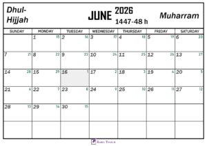 June 2026 Hijri Calendar