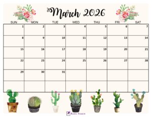 March 2026 Cute Calendar