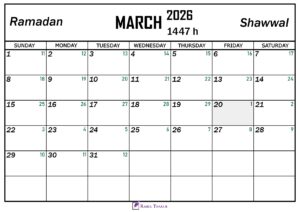 March 2026 Hijri Calendar