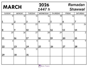 March 2026 Islamic Calendar 1