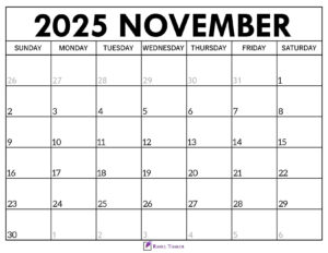 November 2025 Calendar