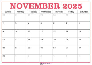 November 2025 Calendar Template