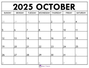 October 2025 Calendar