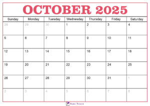 October 2025 Calendar Template