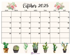 October 2025 Cute Calendar