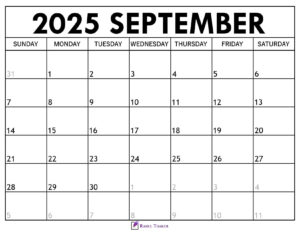 September 2025 Calendar