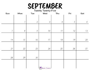 September 2025 Calendar Printable