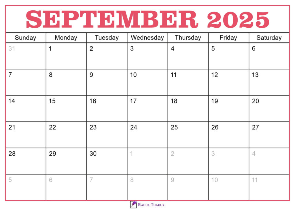 September 2025 Calendar Template