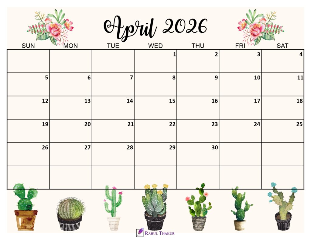 April 2026 Cute Calendar