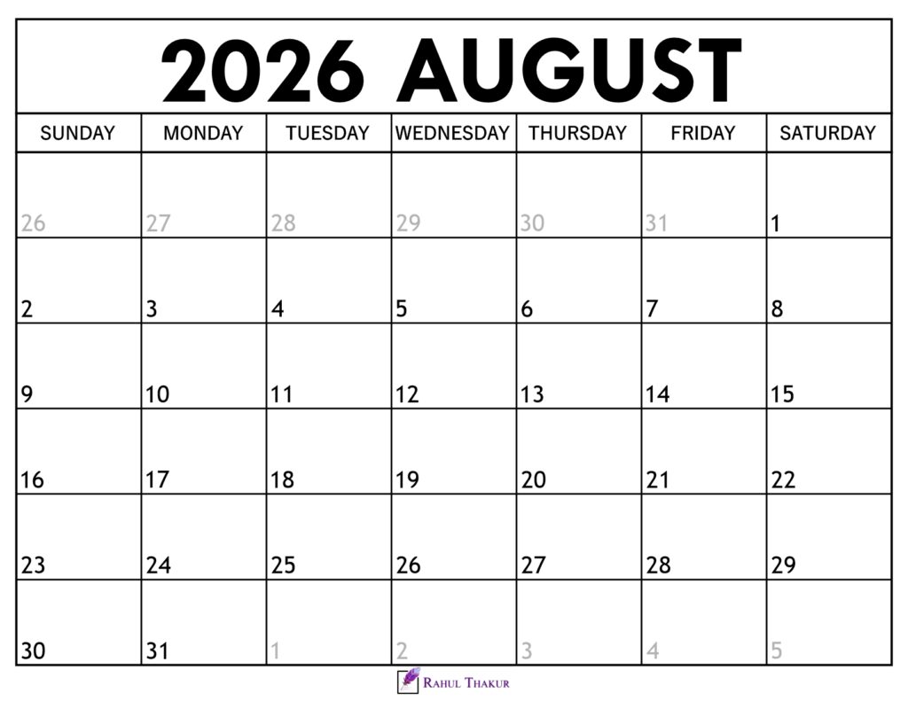 August 2026 Calendar 1