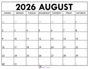 August 2026 Calendar 1