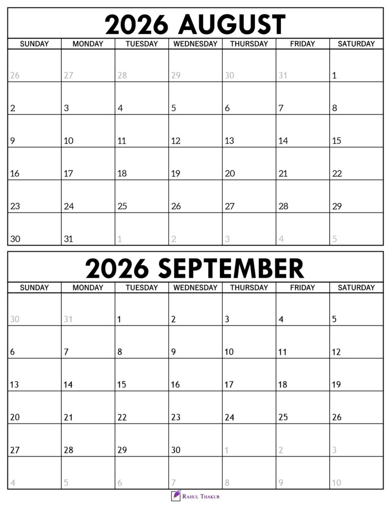 August September 2026 Calendar 1